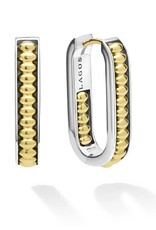 LAGOS Signature Caviar Two-Tone Linear Hoop Earrings