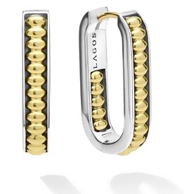 LAGOS Signature Caviar Two-Tone Linear Hoop Earrings