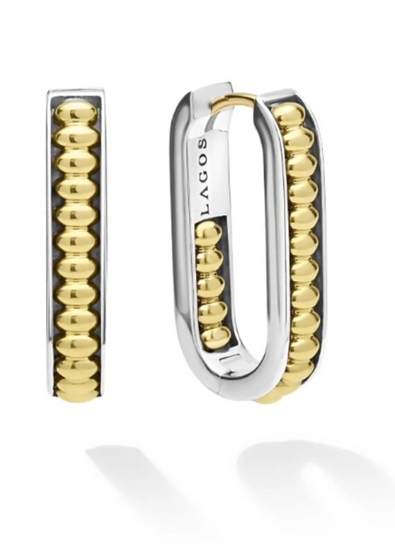 LAGOS Signature Caviar Two-Tone Linear Hoop Earrings
