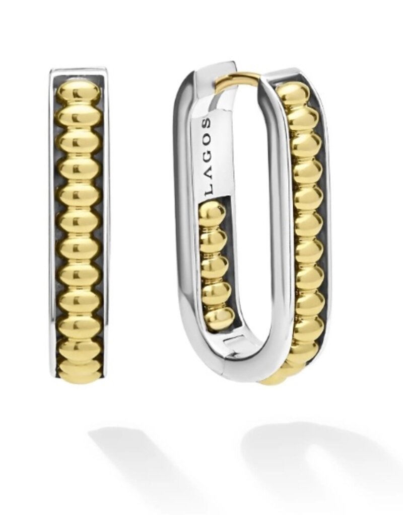 LAGOS Signature Caviar Two-Tone Linear Hoop Earrings