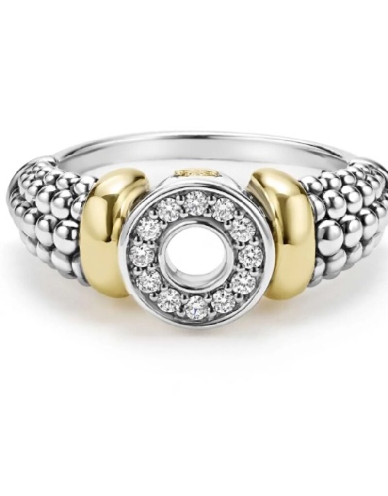 LAGOS Signature Caviar Two-Tone Diamond Circle Caviar Ring