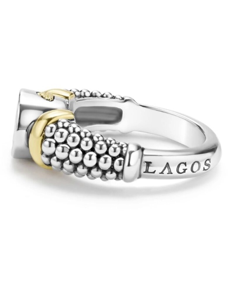 LAGOS Signature Caviar Two-Tone Diamond Circle Caviar Ring
