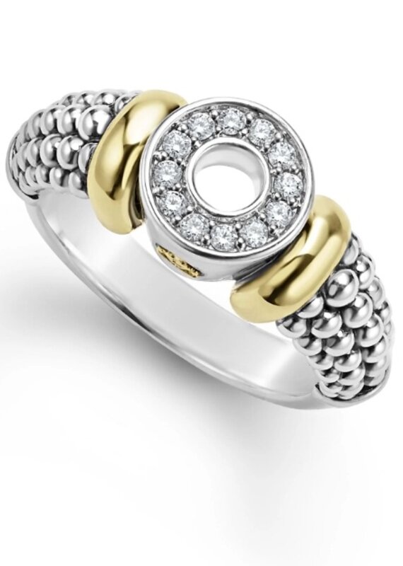LAGOS Signature Caviar Two-Tone Diamond Circle Caviar Ring