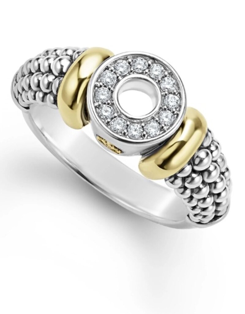 LAGOS Signature Caviar Two-Tone Diamond Circle Caviar Ring