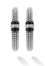 LAGOS Signature Caviar Large Black Ceramic Caviar Diamond Hoop Earrings