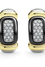 LAGOS Black Caviar Black Ceramic Diamond Huggie Earrings