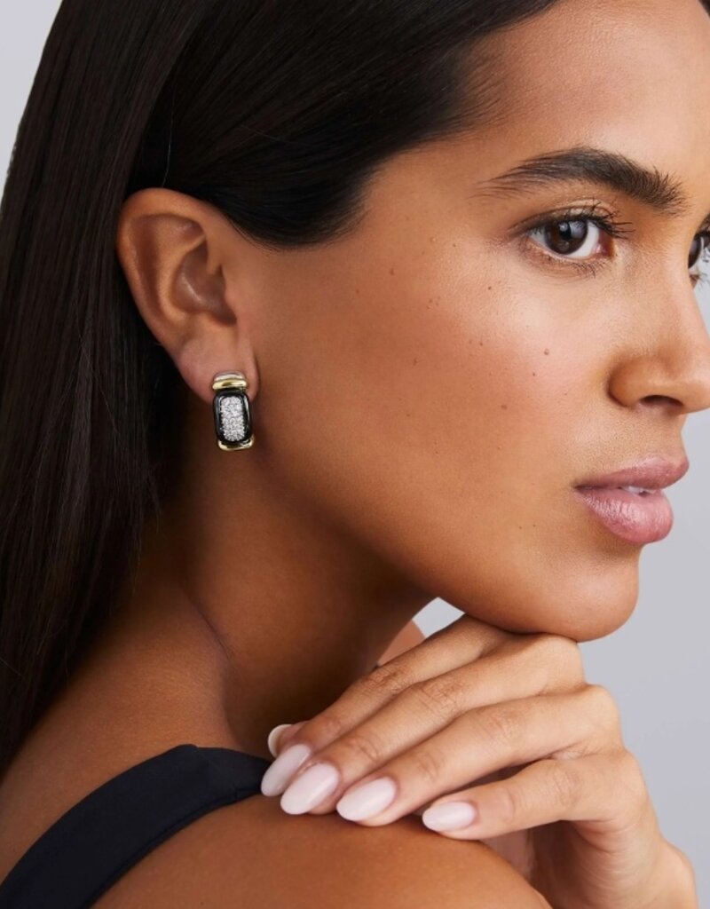 LAGOS Black Caviar Black Ceramic Diamond Huggie Earrings