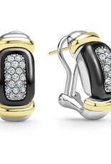 LAGOS Black Caviar Black Ceramic Diamond Huggie Earrings