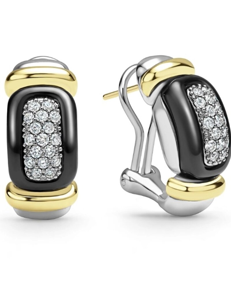 LAGOS Black Caviar Black Ceramic Diamond Huggie Earrings