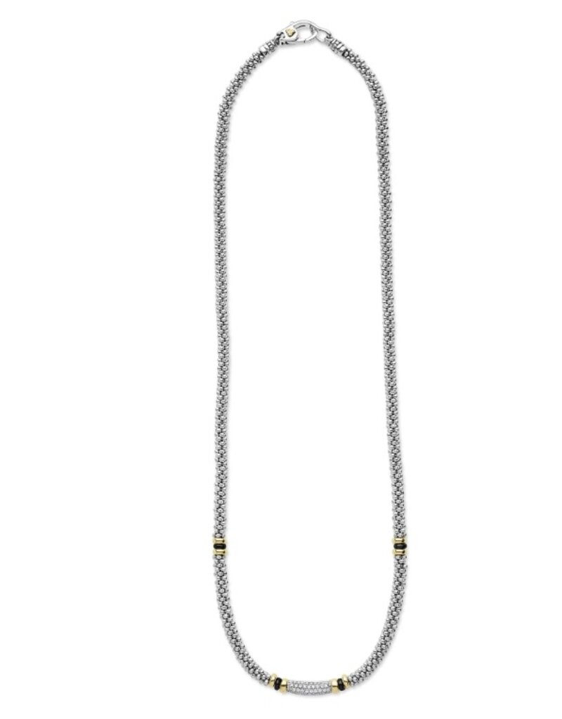 LAGOS Black Caviar Two-Tone Black Ceramic Caviar Diamond Necklace