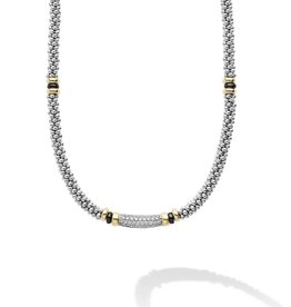 LAGOS Black Caviar Two-Tone Black Ceramic Caviar Diamond Necklace