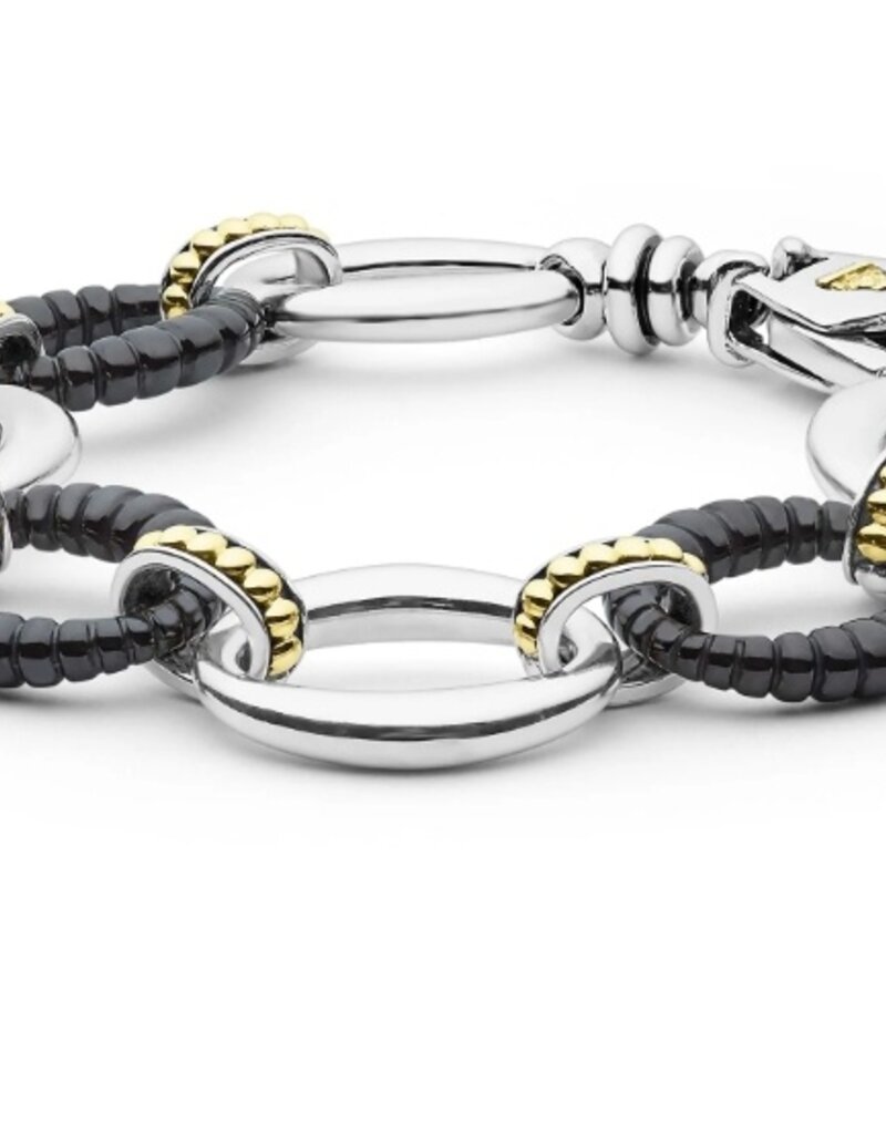 LAGOS Black Caviar Two-Tone Black Ceramic Link Bracelet