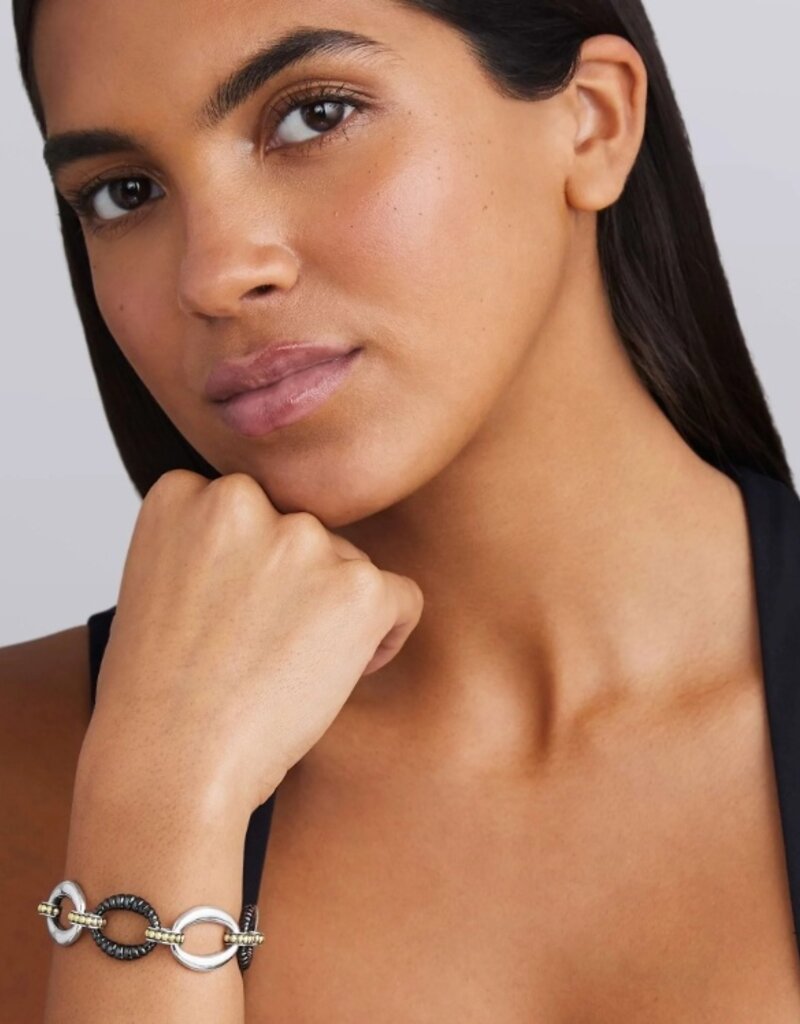 LAGOS Black Caviar Two-Tone Black Ceramic Link Bracelet