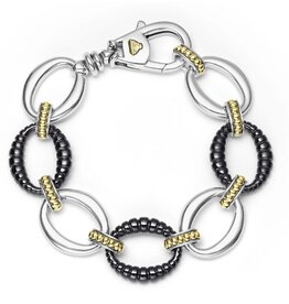 LAGOS Black Caviar Two-Tone Black Ceramic Link Bracelet