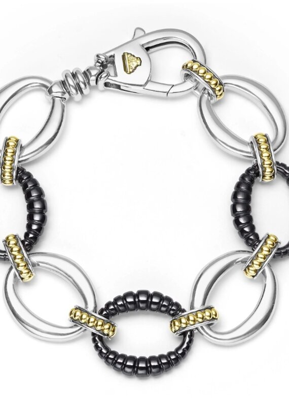 LAGOS Black Caviar Two-Tone Black Ceramic Link Bracelet