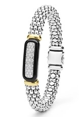 LAGOS Black Caviar Two-Tone Black Ceramic Diamond Caviar Bracelet | 9mm