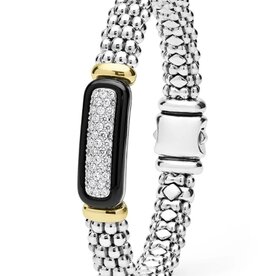 LAGOS Black Caviar Two-Tone Black Ceramic Diamond Caviar Bracelet | 9mm