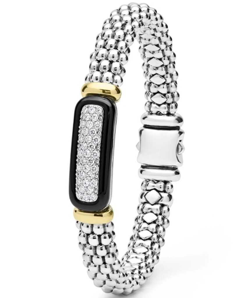 LAGOS Black Caviar Two-Tone Black Ceramic Diamond Caviar Bracelet | 9mm