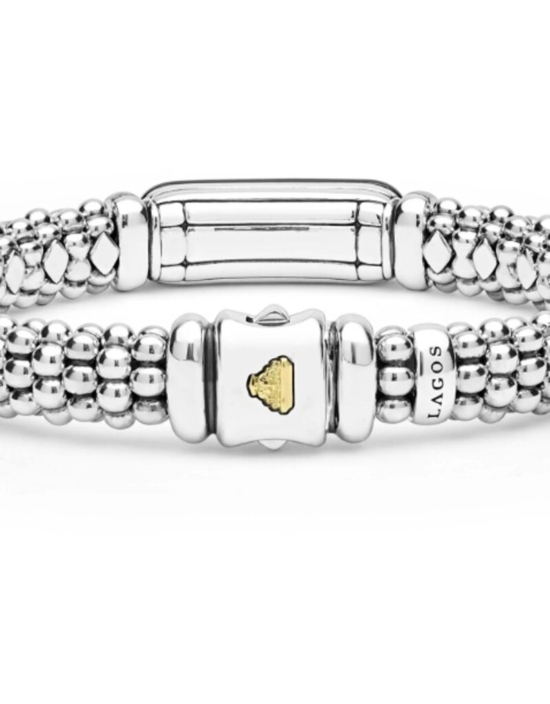 LAGOS Black Caviar Two-Tone Black Ceramic Diamond Caviar Bracelet | 9mm