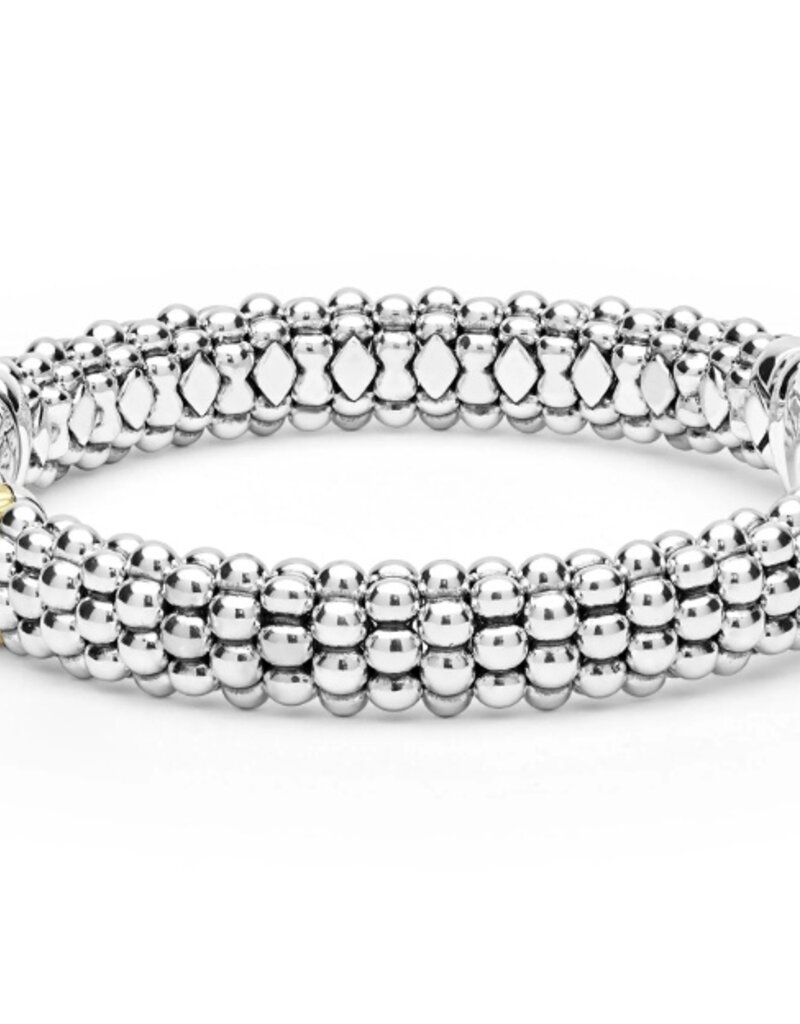 LAGOS Black Caviar Two-Tone Black Ceramic Diamond Caviar Bracelet | 9mm