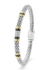 LAGOS Black Caviar Two-Tone Black Ceramic Station Diamond Bracelet | 6mm