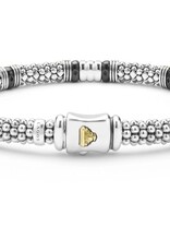 LAGOS Black Caviar Two-Tone Black Ceramic Station Diamond Bracelet | 6mm