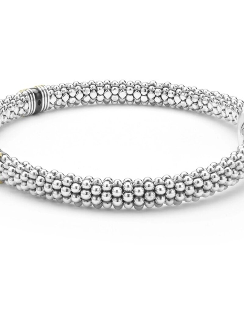 LAGOS Black Caviar Two-Tone Black Ceramic Station Diamond Bracelet | 6mm