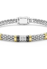 LAGOS Black Caviar Two-Tone Black Ceramic Station Diamond Bracelet | 6mm