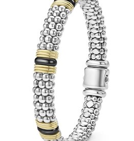 LAGOS Black Caviar Two-Tone Black Ceramic Station Bracelet | 9mm