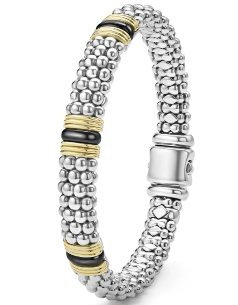 LAGOS Black Caviar Two-Tone Black Ceramic Station Bracelet | 9mm