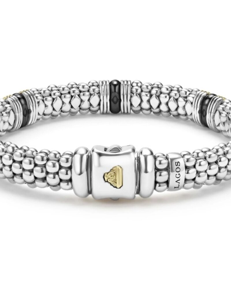 LAGOS Black Caviar Two-Tone Black Ceramic Station Bracelet | 9mm