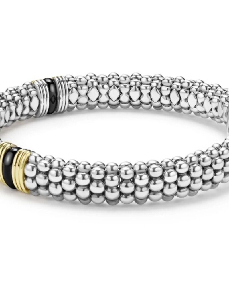 LAGOS Black Caviar Two-Tone Black Ceramic Station Bracelet | 9mm
