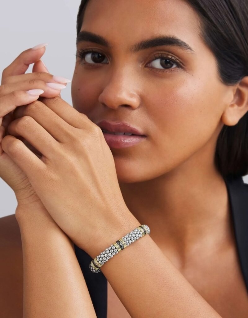 LAGOS Black Caviar Two-Tone Black Ceramic Station Bracelet | 9mm