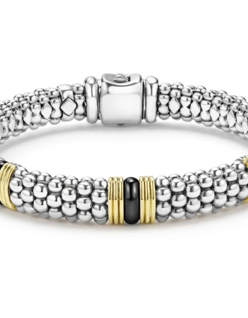 LAGOS Black Caviar Two-Tone Black Ceramic Station Bracelet | 9mm