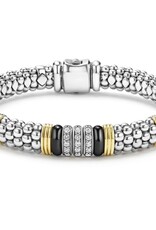 LAGOS Black Caviar Two-Tone Black Ceramic Station Diamond Bracelet | 9mm