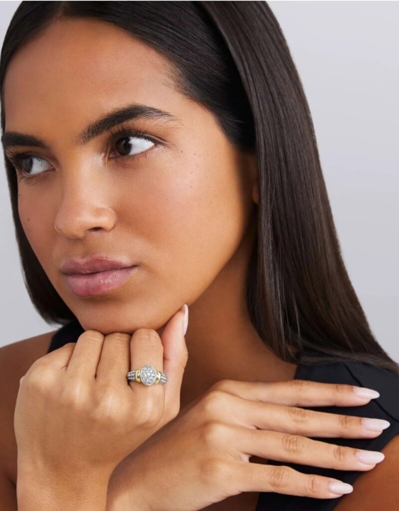 LAGOS Signature Caviar Two-Tone Oval Caviar Diamond Ring