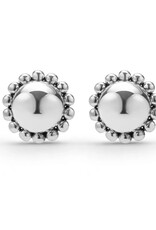 LAGOS Caviar Bubbly Silver Round Omega Clip Earrings