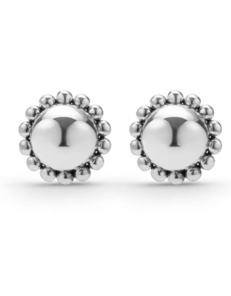 LAGOS Caviar Bubbly Silver Round Omega Clip Earrings