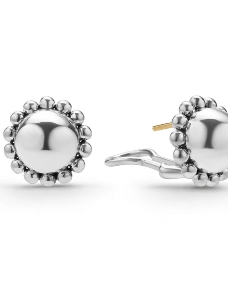 LAGOS Caviar Bubbly Silver Round Omega Clip Earrings