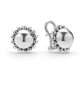 LAGOS Caviar Bubbly Silver Round Omega Clip Earrings