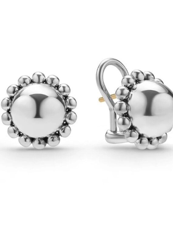 LAGOS Caviar Bubbly Silver Round Omega Clip Earrings