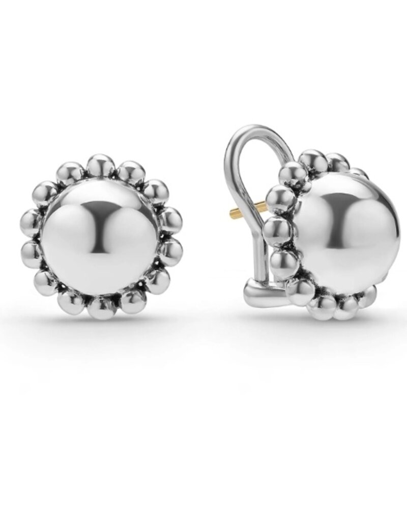 LAGOS Caviar Bubbly Silver Round Omega Clip Earrings