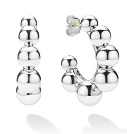 LAGOS Caviar Bubbly Large Silver Beaded Hoop Earrings