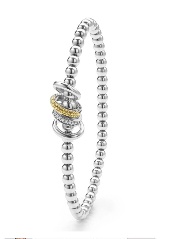 LAGOS Caviar Lux Two-Tone Four Ring Diamond Stretch Bracelet