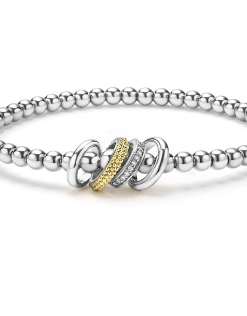 LAGOS Caviar Lux Two-Tone Four Ring Diamond Stretch Bracelet