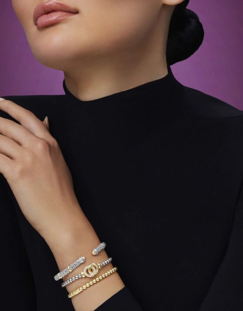 LAGOS Signature Caviar Two-Tone Interlocking Diamond Stretch Bracelet