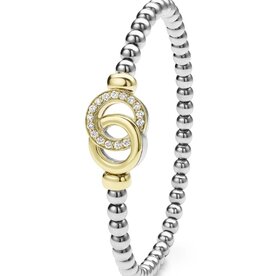 LAGOS Signature Caviar Two-Tone Interlocking Diamond Stretch Bracelet