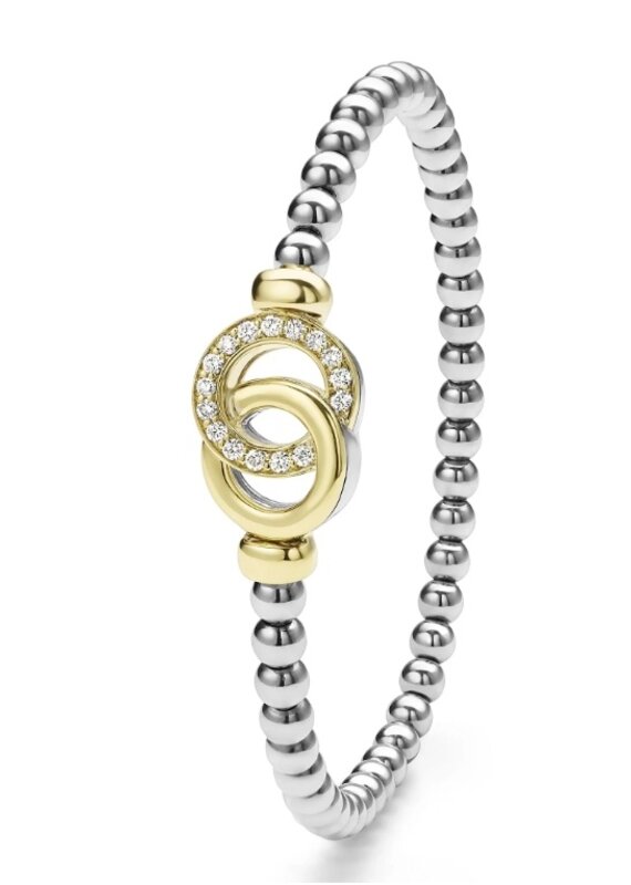 LAGOS Signature Caviar Two-Tone Interlocking Diamond Stretch Bracelet