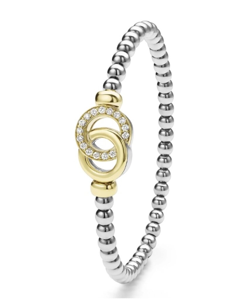 LAGOS Signature Caviar Two-Tone Interlocking Diamond Stretch Bracelet