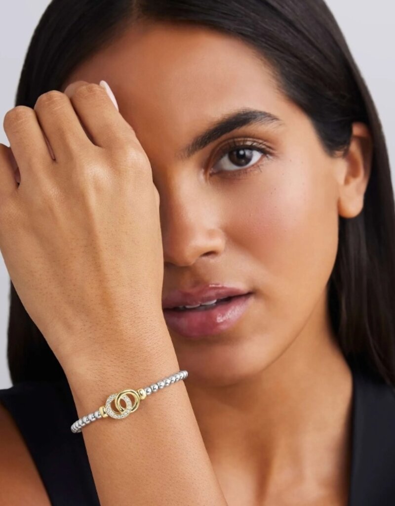 LAGOS Signature Caviar Two-Tone Interlocking Diamond Stretch Bracelet